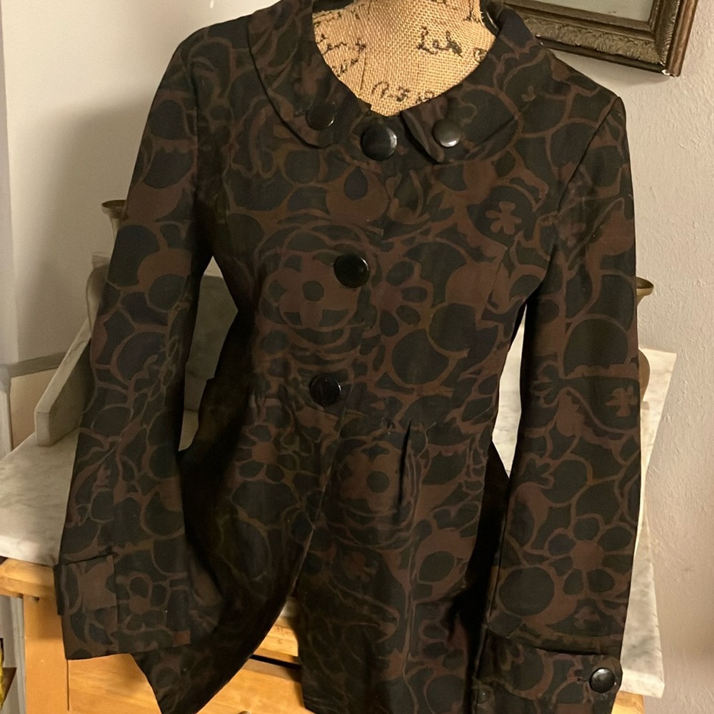 Mac & Jac Floral Black and Brown Women's Jacket Amazing 12!
